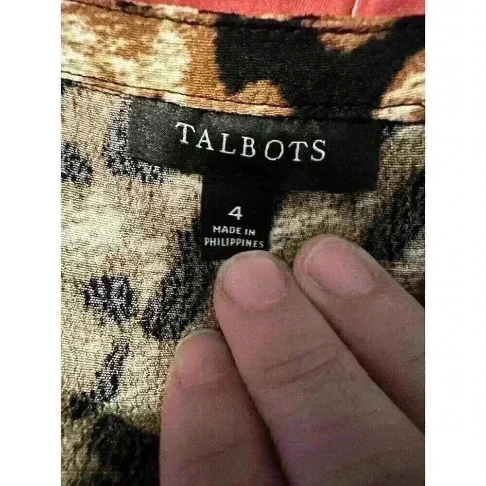 Talbots Dress Size 4 Leopard Animal Print V-neck Belted Long Sleeve Reg $149 - Picture 5 of 6